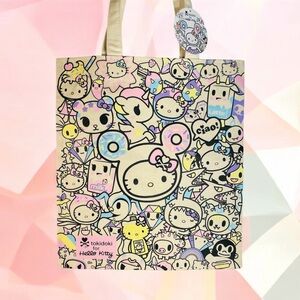 NEW Tokidoki x Hello Kitty Donut Ears Canvas Tote Bag Pastel Colors NWT